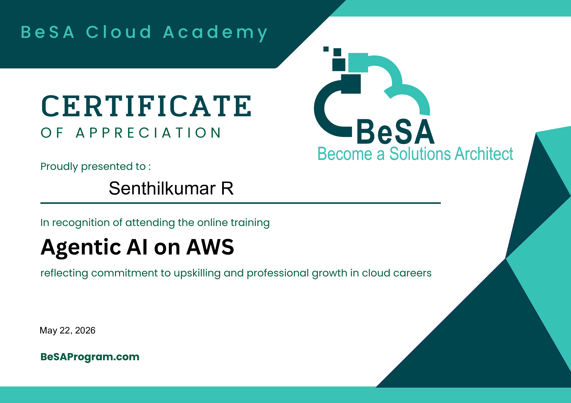 Agentic AI on AWS certification demonstrating skills in building autonomous AI agents using AWS services and LLM orchestration